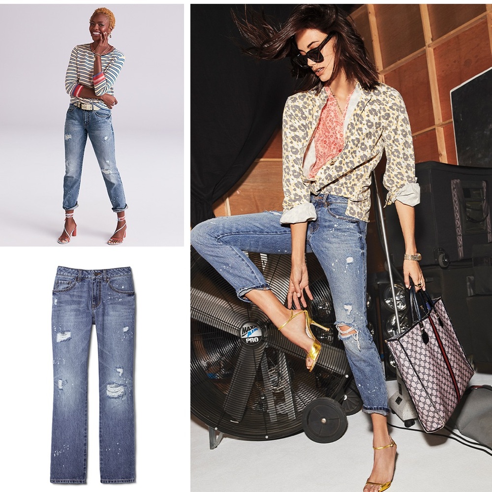 CAbi Blue Boyfriend Jeans Distressed Style